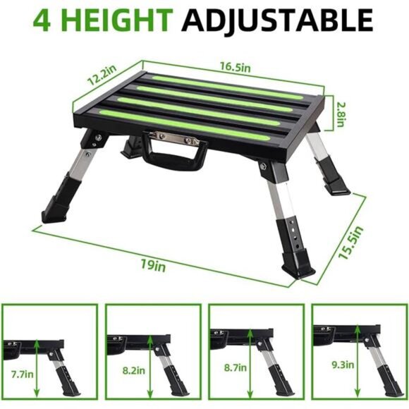 Wheels Safety RV Steps, Step Stool Folding Platform Step with Durable Feet - Picture 2 of 7
